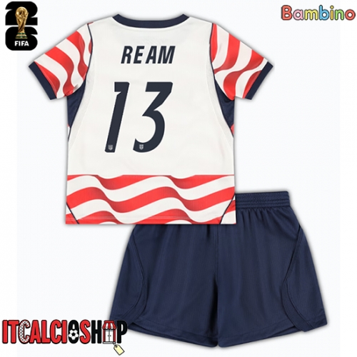 Stati Uniti Tim Ream #13 Prima Maglia Bambino Mondiali 2026 Manica Corta (+ Pantaloni corti)